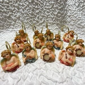 Vintage Set of Angel Ornament Shower Hooks with Gold Accents Pre Owned